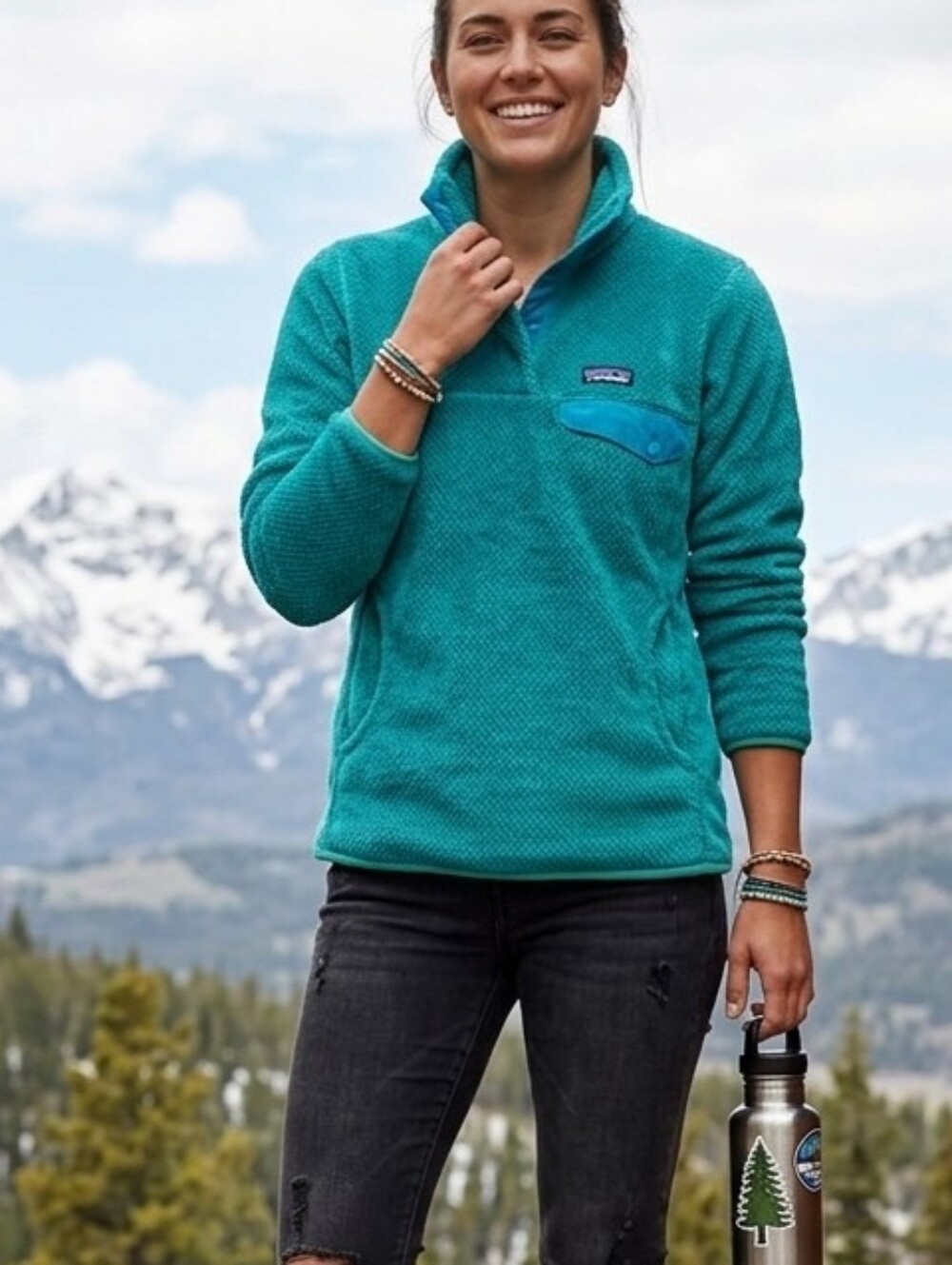 EUC (Like New) Women's Lightweight Synchilla Snap-T Fleece Pullover Teal Large
